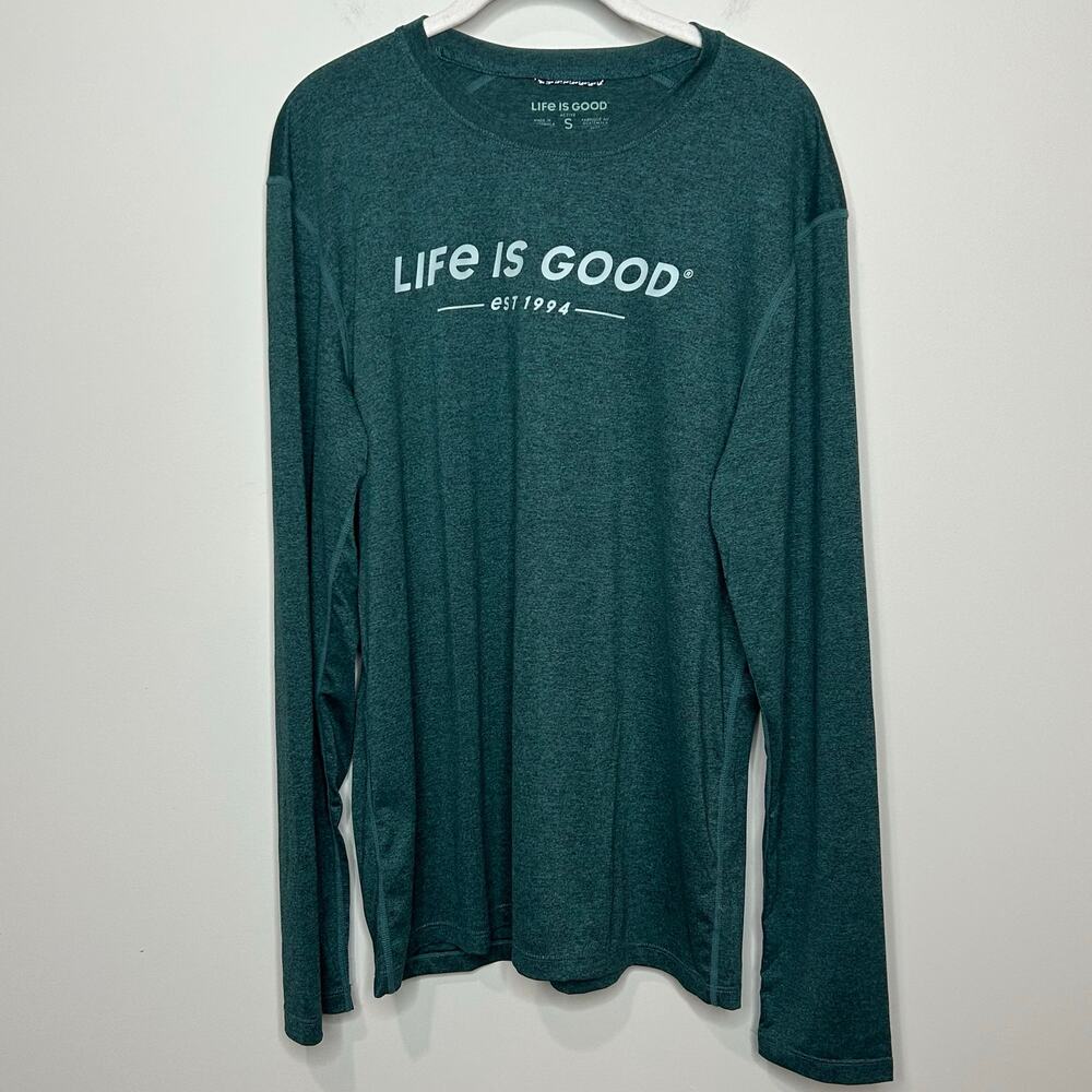 Life Is Good Active Green Shirt Size S Long Sleeves Crew Neck